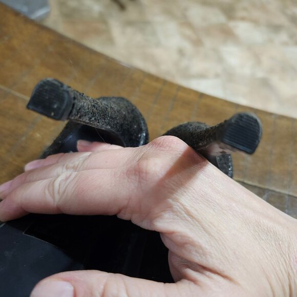 Delicious Shoes Womens 7.5 Black Glitter Stiletto Heels Spike High Heel Party - Picture 7 of 8